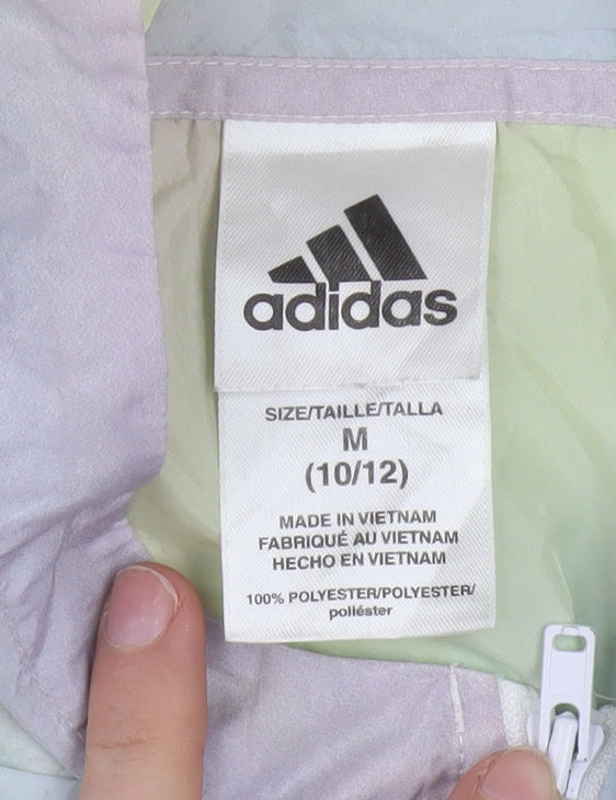 Adidas Girls Multicoloured Hooded Windbreaker Jacket M (10-12 Years)