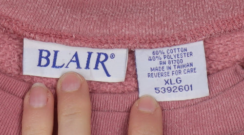Blair Womens Pink Pullover Sweatshirt XL Cotton Blend Long Sleeve