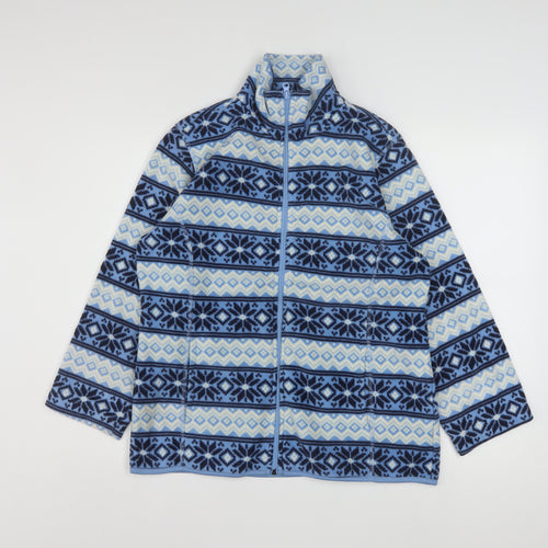 i.b.diffusion Women's Blue Fair Isle Fleece Full Zip Jacket Size S
