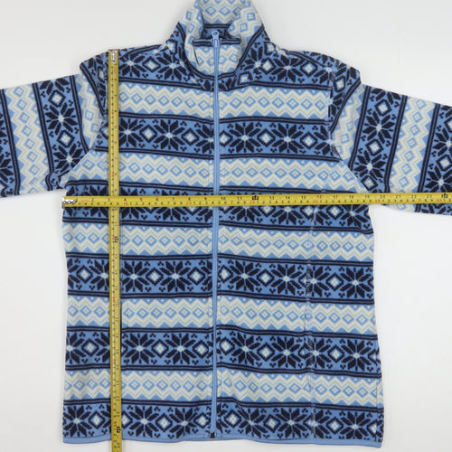 i.b.diffusion Women's Blue Fair Isle Fleece Full Zip Jacket Size S