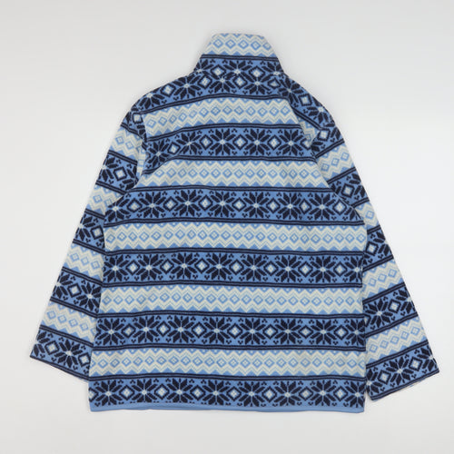 i.b.diffusion Women's Blue Fair Isle Fleece Full Zip Jacket Size S