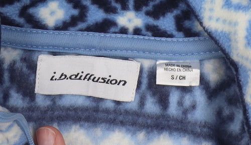 i.b.diffusion Women's Blue Fair Isle Fleece Full Zip Jacket Size S