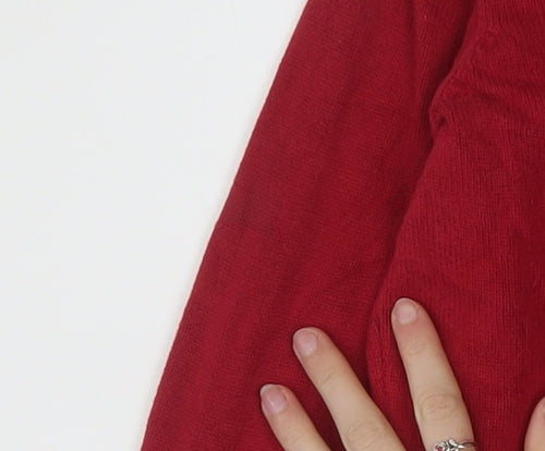 Tommy Hilfiger Mens Red Cotton V-Neck Pullover Jumper L