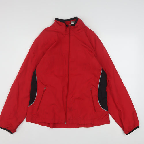 Athletic Works Women Red Windbreaker Jacket L 12/14 Lightweight Polyester