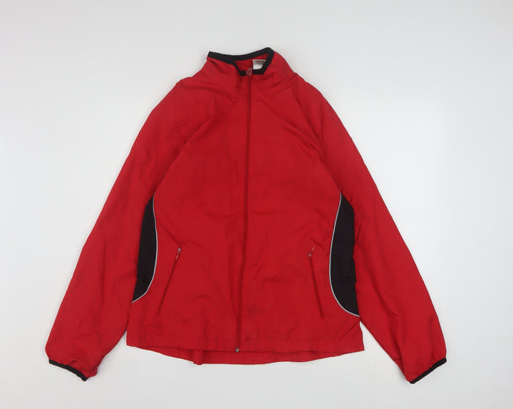 Athletic Works Women Red Windbreaker Jacket L 12/14 Lightweight Polyester