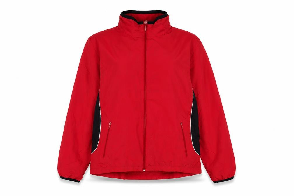Front view of Athletic Works Women Red Windbreaker Jacket L 12/14 Lightweight Polyester