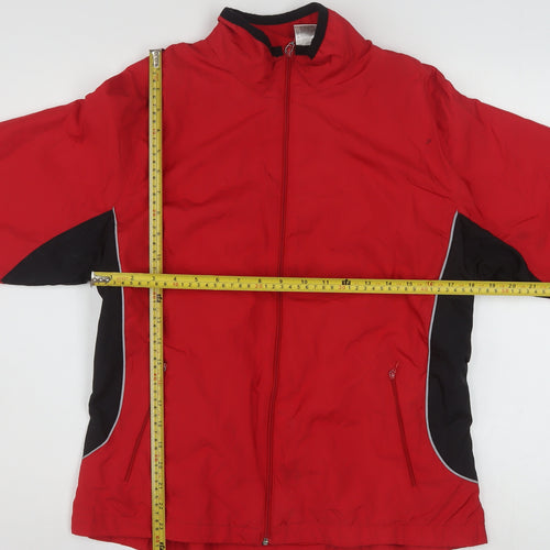 Athletic Works Women Red Windbreaker Jacket L 12/14 Lightweight Polyester