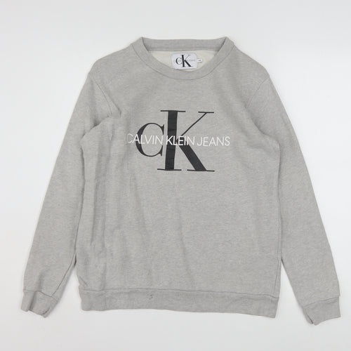 Calvin Klein Jeans Men’s Grey Logo Pullover Sweatshirt XS