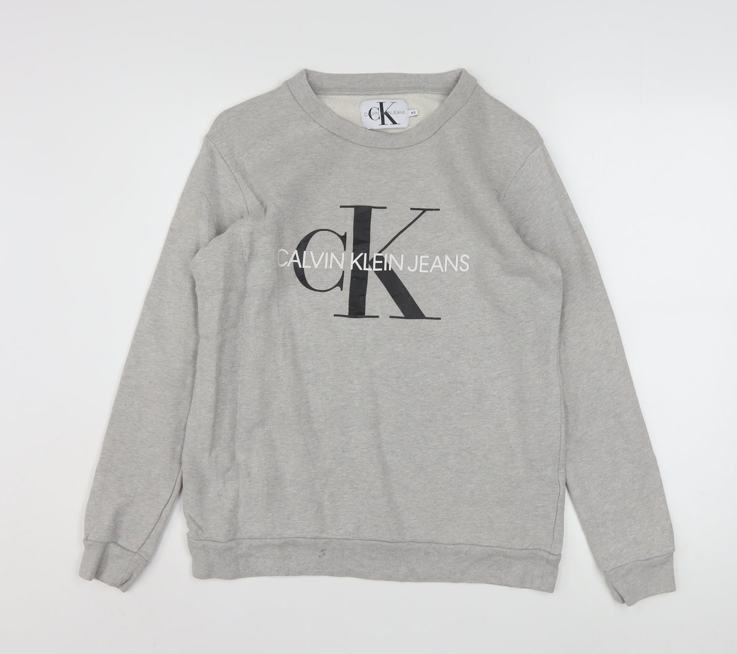 Calvin Klein Jeans Men’s Grey Logo Pullover Sweatshirt XS