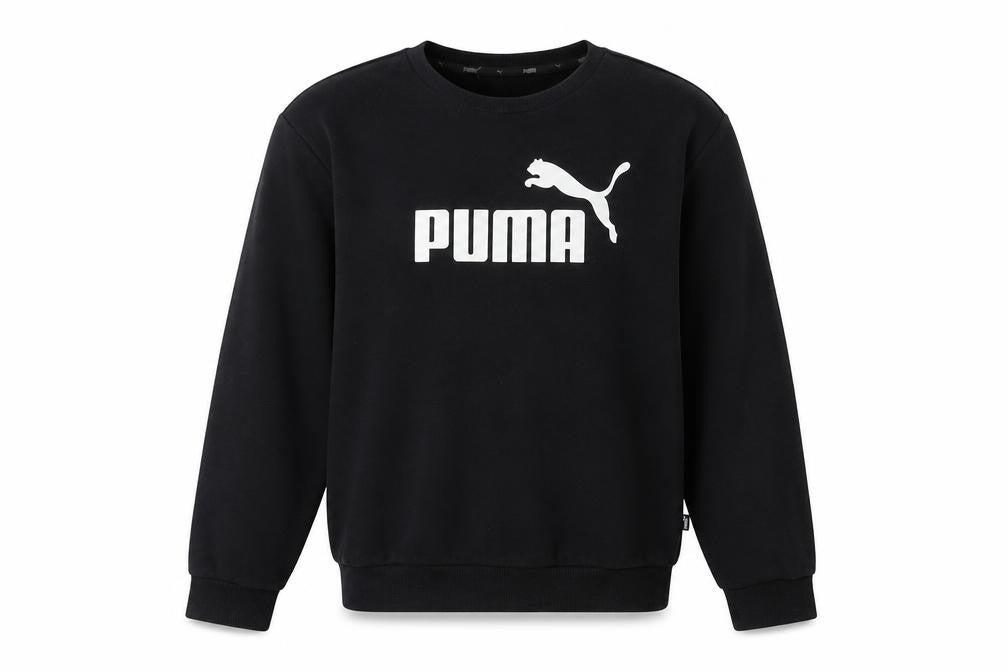 Front view of Puma Men's Black XS Pullover Crew Neck Graphic Sweatshirt