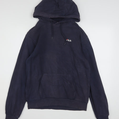 Fila Men's Blue Pullover Hoodie XS Regular Fit Logo Fleece