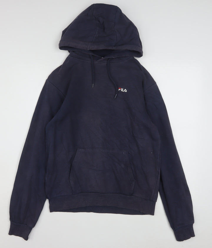 Fila Men's Blue Pullover Hoodie XS Regular Fit Logo Fleece