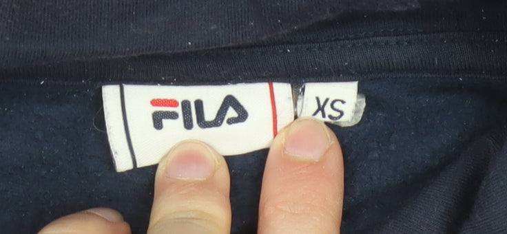 Fila Men's Blue Pullover Hoodie XS Regular Fit Logo Fleece