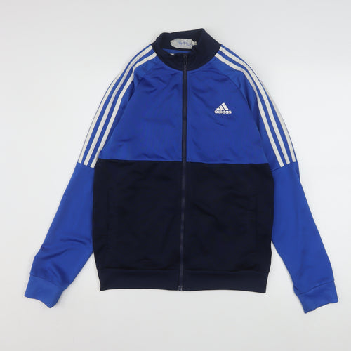 adidas Boys Blue 13-14 Years Track Jacket Full Zip Sports Activewear