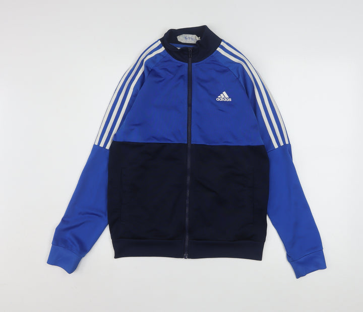 adidas Boys Blue 13-14 Years Track Jacket Full Zip Sports Activewear