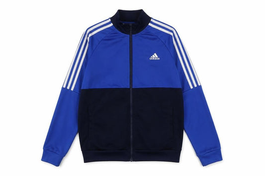 Front view of adidas boys’ blue 13-14 years track jacket full zip sports activewear