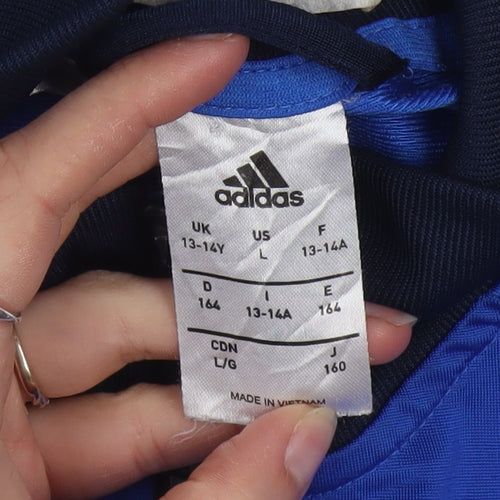 adidas Boys Blue 13-14 Years Track Jacket Full Zip Sports Activewear
