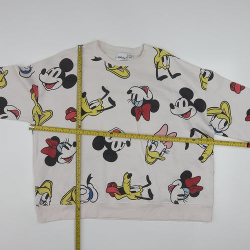 Disney Womens Beige XL Pullover Sweatshirt Mickey & Friends Graphic Cotton Blend