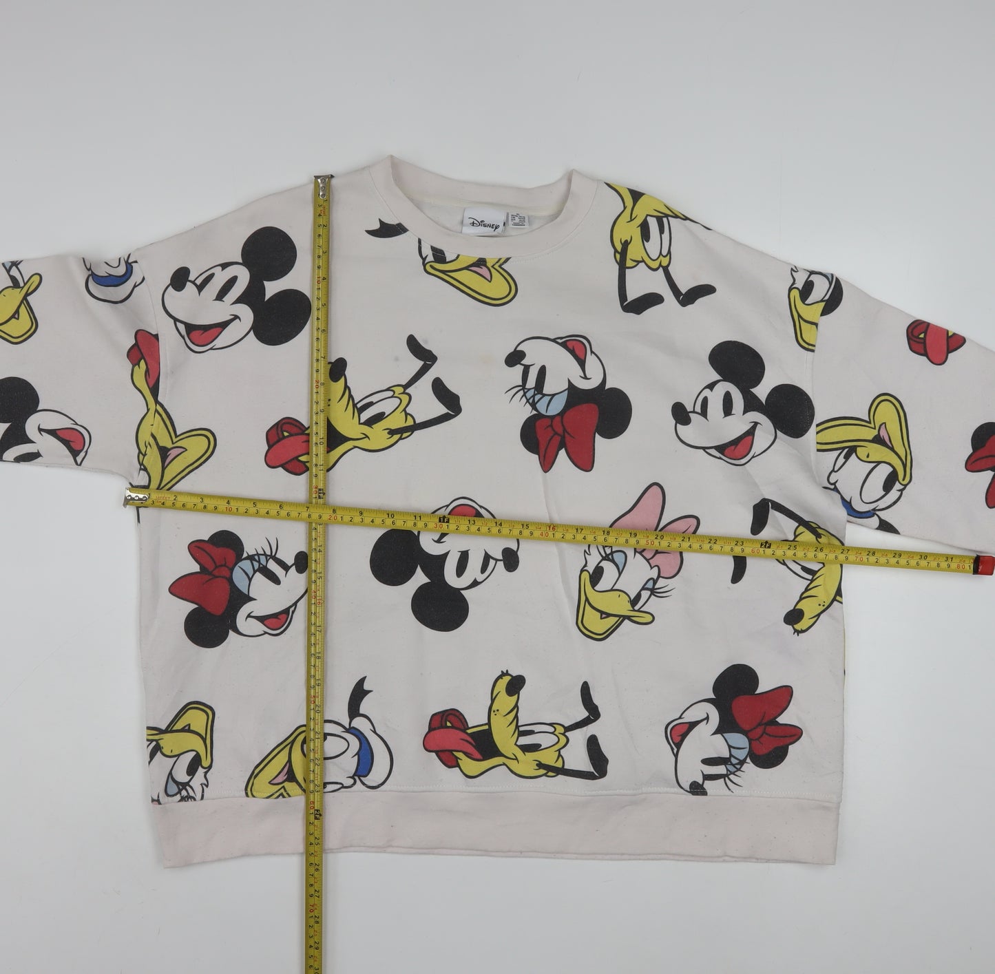 Disney Womens Beige XL Pullover Sweatshirt Mickey & Friends Graphic Cotton Blend