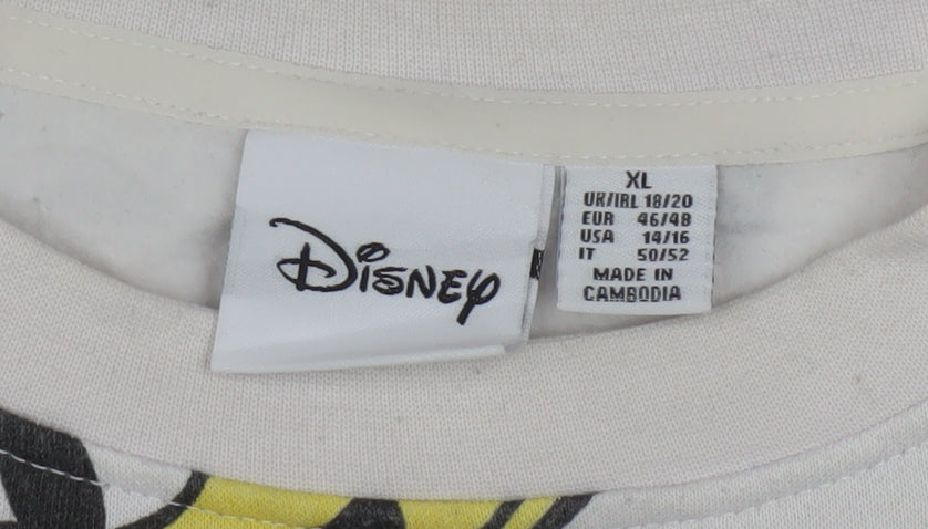 Disney Womens Beige XL Pullover Sweatshirt Mickey & Friends Graphic Cotton Blend