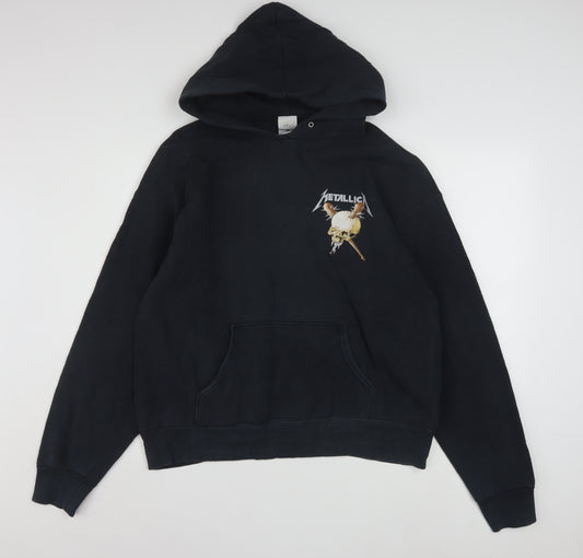 Fruit of the Loom Men’s Black Metallica Pullover Hoodie L Heavy Cotton
