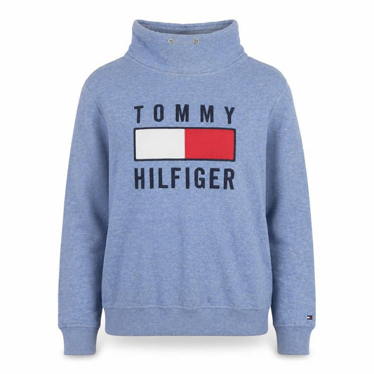 Front view of Tommy Hilfiger Women's Blue Logo Pullover Sweatshirt XXS