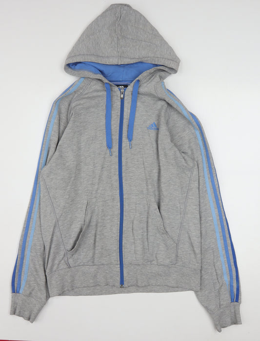 Adidas Men's Grey Full Zip Hoodie M Sports Essentials