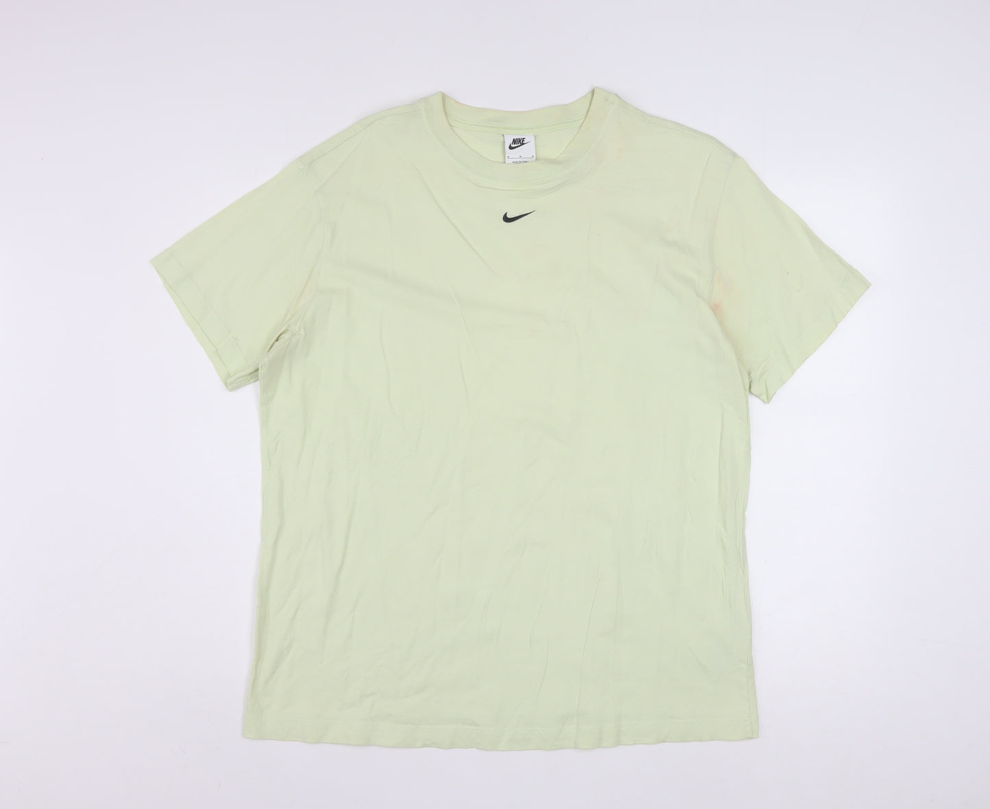Nike Men's Light Green Cotton Short Sleeve Crew Neck T-Shirt M