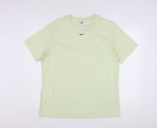 Nike Men's Light Green Cotton Short Sleeve Crew Neck T-Shirt M