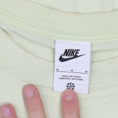 Nike Men's Light Green Cotton Short Sleeve Crew Neck T-Shirt M
