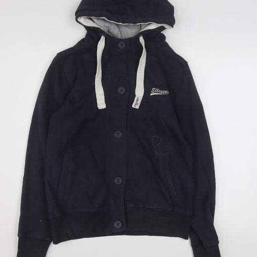 Ellesse Women’s Navy Blue Button Hoodie Size 12 Cotton Blend