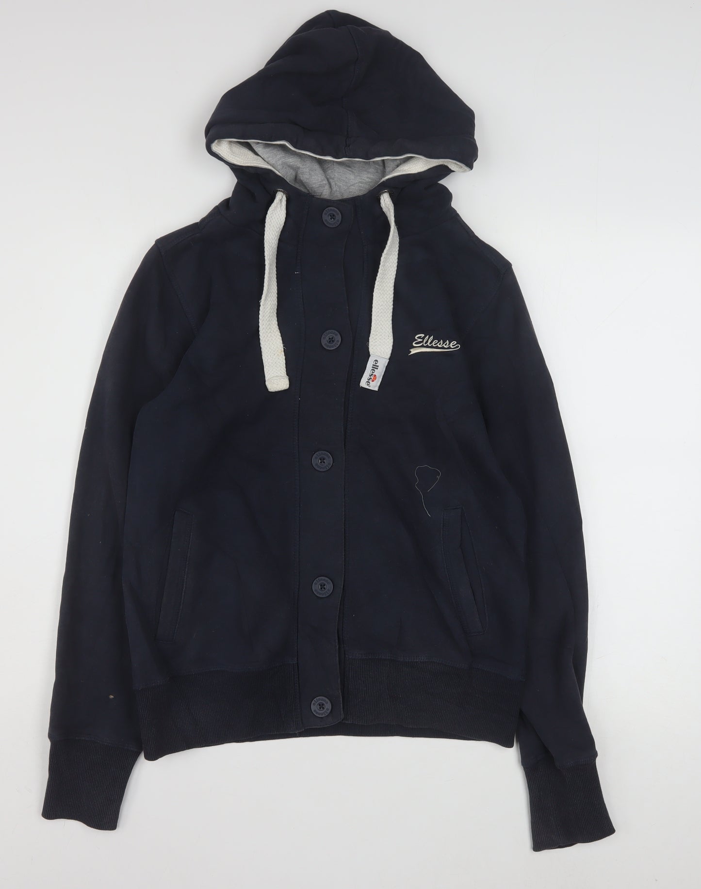 Ellesse Women’s Navy Blue Button Hoodie Size 12 Cotton Blend