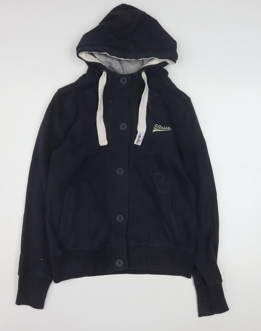 Ellesse Women’s Navy Blue Button Hoodie Size 12 Cotton Blend