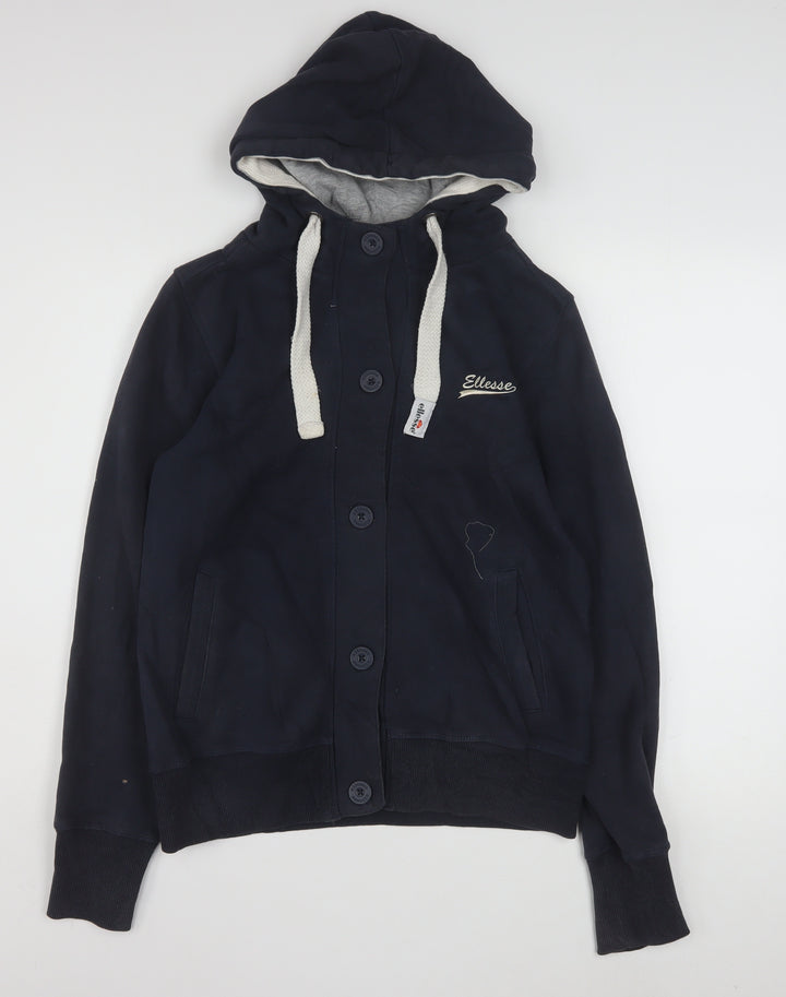 Ellesse Women’s Navy Blue Button Hoodie Size 12 Cotton Blend