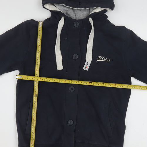 Ellesse Women’s Navy Blue Button Hoodie Size 12 Cotton Blend