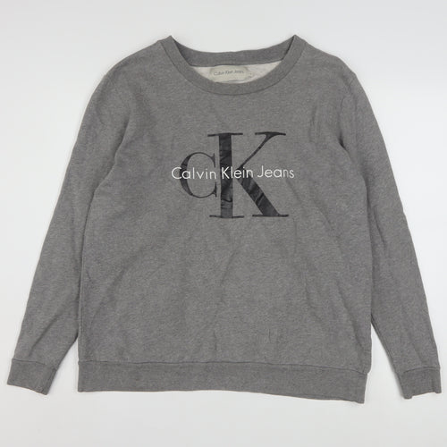 Calvin Klein Jeans Men's Grey Small Logo Crew Neck Sweatshirt