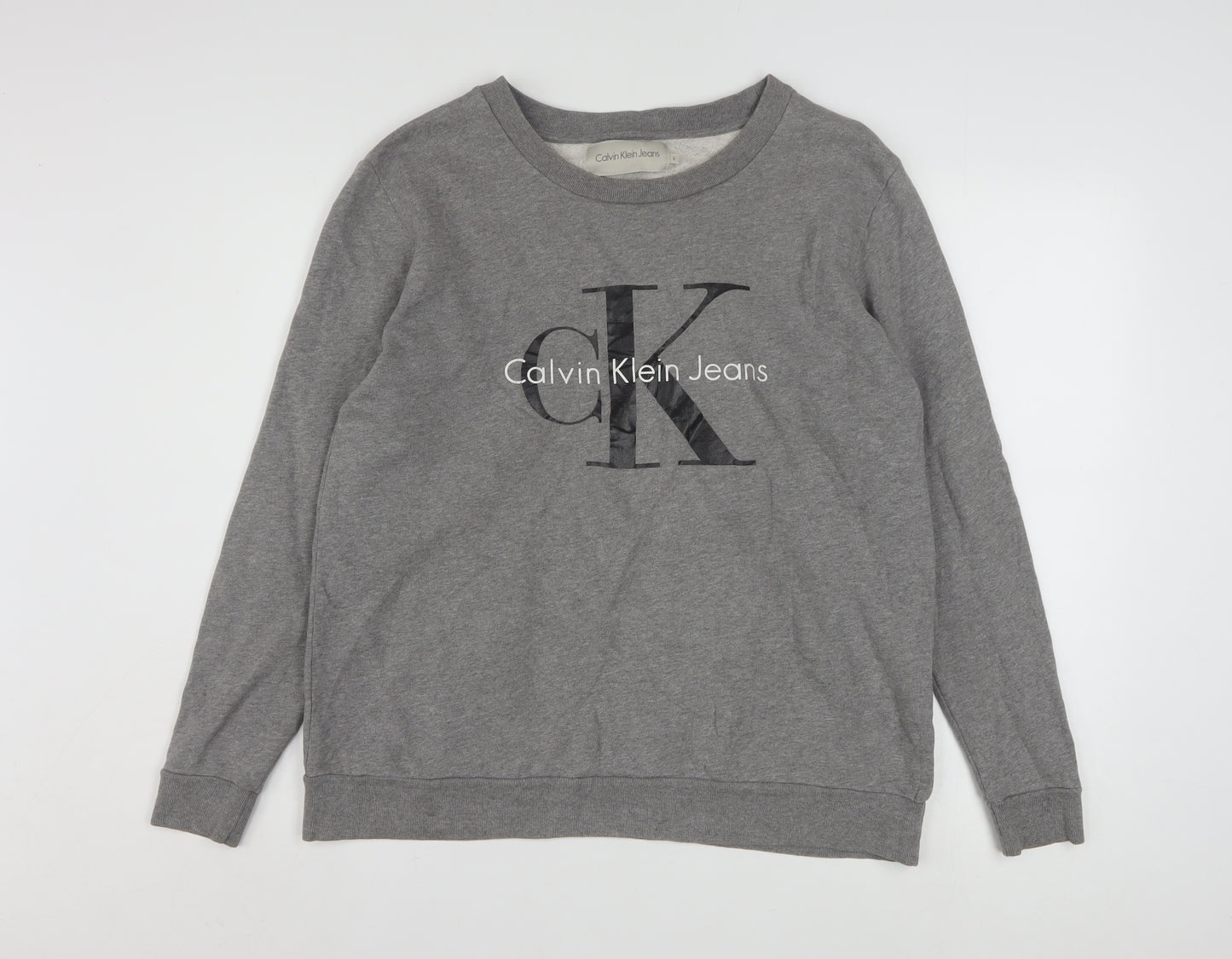 Calvin Klein Jeans Men's Grey Small Logo Crew Neck Sweatshirt