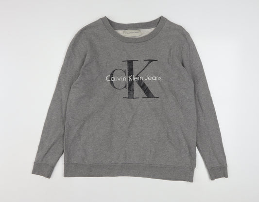 Calvin Klein Jeans Men's Grey Small Logo Crew Neck Sweatshirt