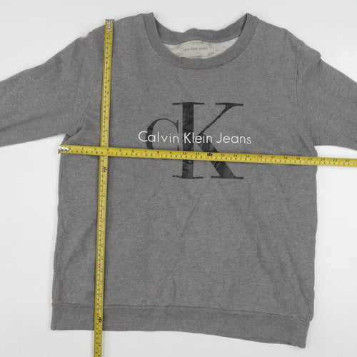 Calvin Klein Jeans Men's Grey Small Logo Crew Neck Sweatshirt