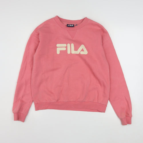FILA Womens Pink Logo Pullover Sweatshirt XS Casual