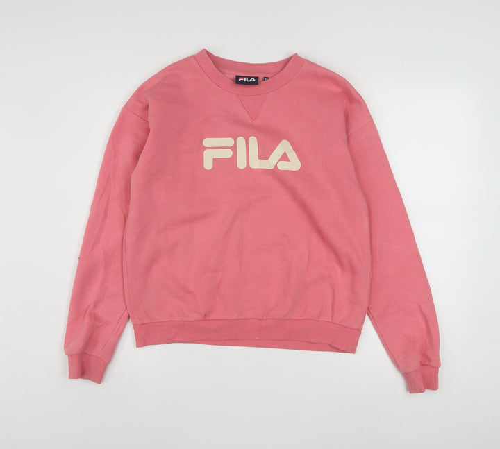 FILA Womens Pink Logo Pullover Sweatshirt XS Casual