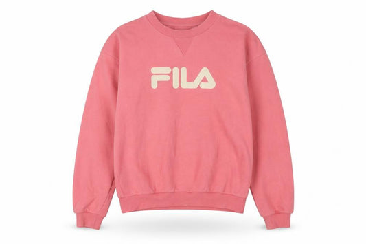 Front view of Fila women’s pink logo pullover sweatshirt xs casual