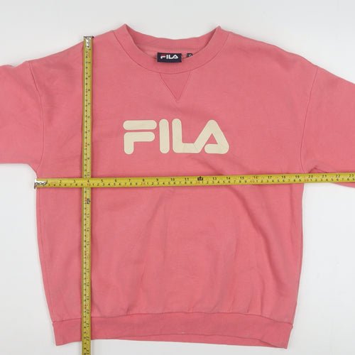 FILA Womens Pink Logo Pullover Sweatshirt XS Casual