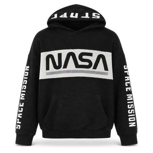 H&M Boys Black NASA Graphic Pullover Hoodie 14 Years Hooded Sweatshirt