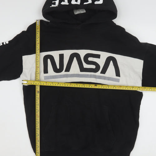H&M Boys Black NASA Graphic Pullover Hoodie 14 Years Hooded Sweatshirt