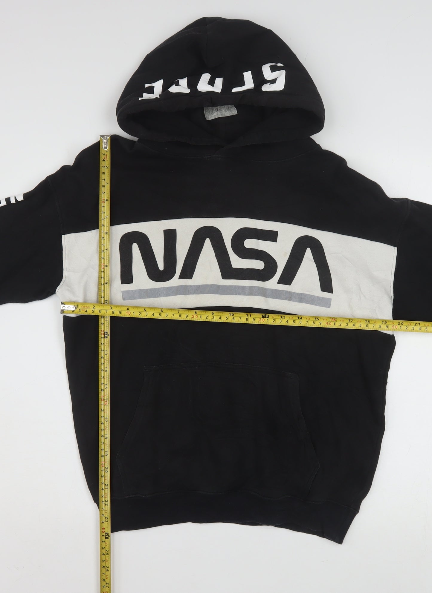 H&M Boys Black NASA Graphic Pullover Hoodie 14 Years Hooded Sweatshirt