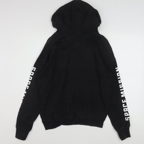 H&M Boys Black NASA Graphic Pullover Hoodie 14 Years Hooded Sweatshirt