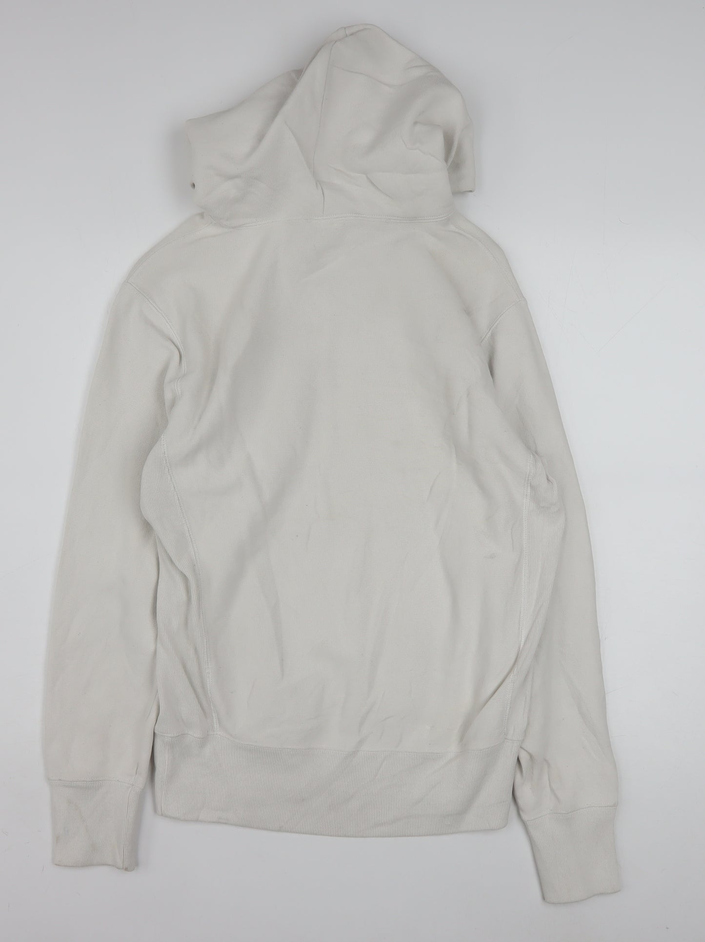 Champion Men's Ivory Pullover Hoodie Medium Logo Fleece Sweatshirt
