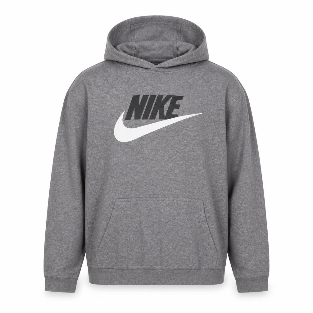 Front view of Nike Men's Grey XL Pullover Hoodie Standard Fit Graphic Logo