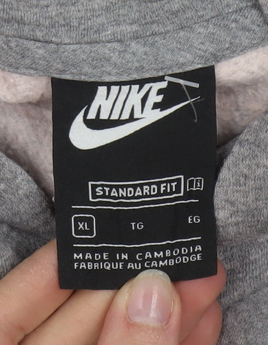 Nike Men's Grey XL Pullover Hoodie Standard Fit Graphic Logo